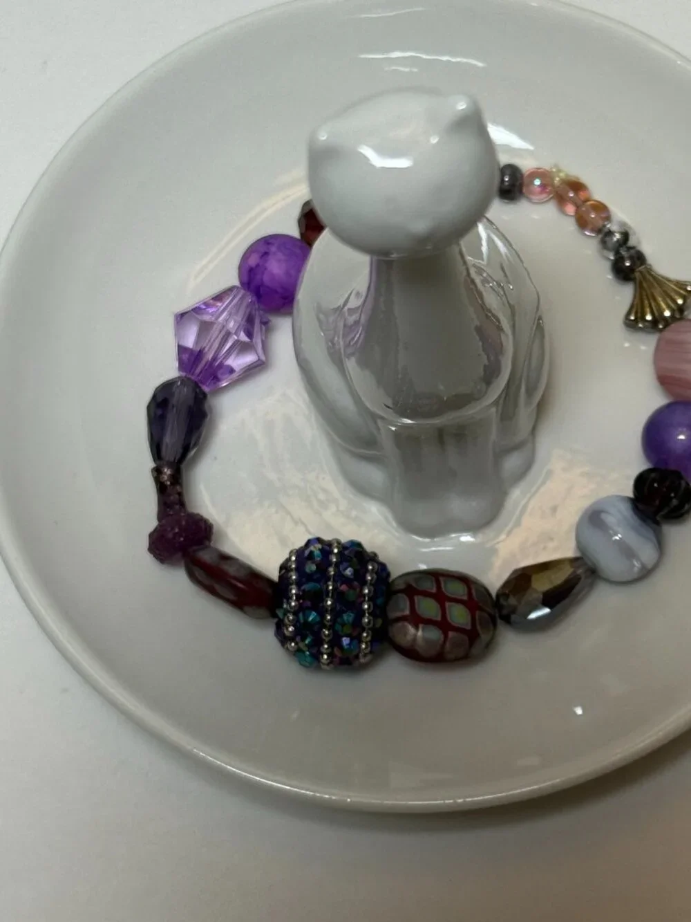 4 Stretchy Handcrafted Beaded Bracelets Purple Featuring Jesse James Beads